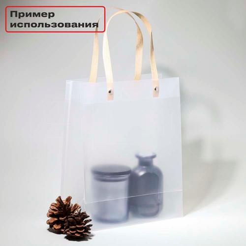 Пакет подарочный, вертикальный, с бежевыми ручками, 24.5х19.5х9.5, 390 мкм — PK001-24.5x19.5