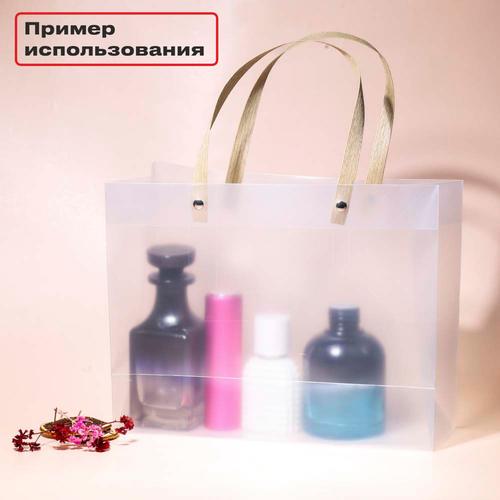 Пакет подарочный, горизонтальный, с бежевыми ручками, 20х25.5х9.5, 390 мкм — PK002-20x25.5